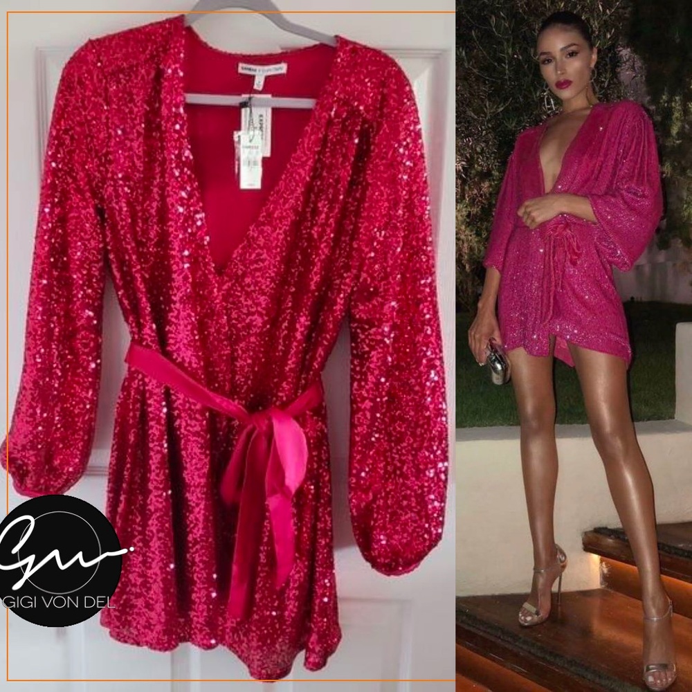 NWT Express x Olivia Culpo Red Sequin Dress/Kimono/Jacket XS